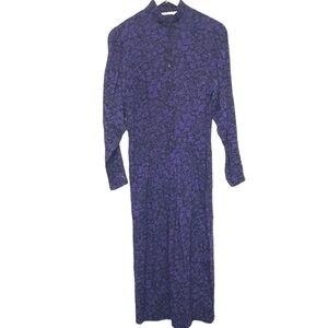 Vintage Eileen West long sleeve floral drop waist modest dress size 10